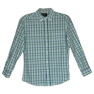 Nat Nast Shirt Mens Medium Blue Green Plaid Button Down Preppy Office‎ Normcore